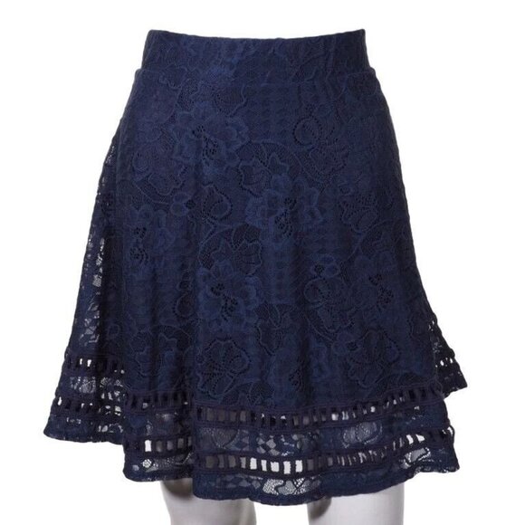 Xhilaration Womens Navy Lace Skater Skirt With Lining Medium Size - Picture 1 of 6